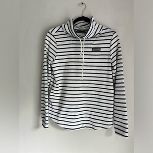 Stripe Sweater Fleece Relaxed Funnel Neck Shep Shirt